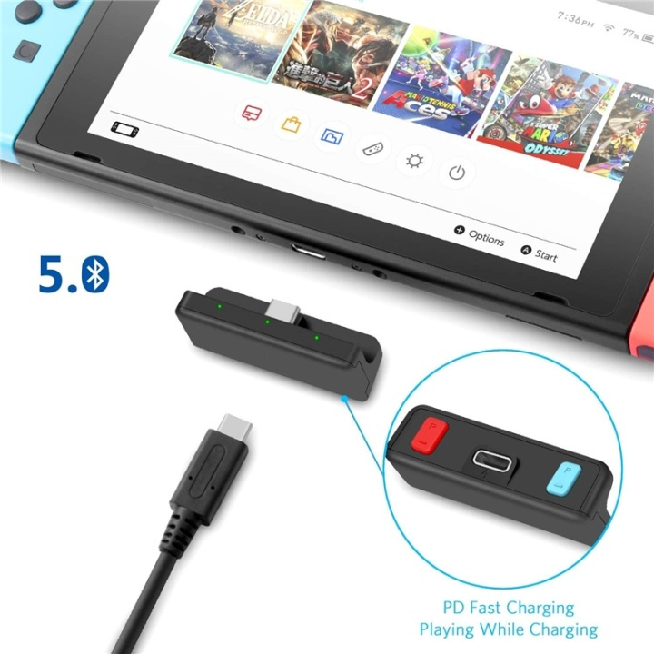Invery Bluetooth Audio Transmitter for Nintendo Switch i gruppen Elektronikk / TV-spill & tilbehør / Nintendo Switch / Tilbehør hos TP E-commerce Nordic AB (38-89308)