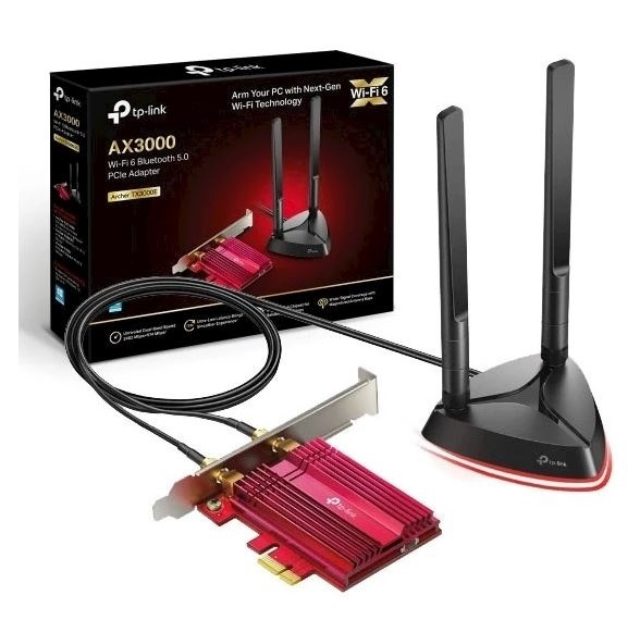 TP-LINK AX3000 Wi-Fi 6 Bluetooth 5.0 PCIe-adapter i gruppen Datautstyr / Nettverk / Nettverkskort / PCI Express trådløse hos TP E-commerce Nordic AB (38-89329)