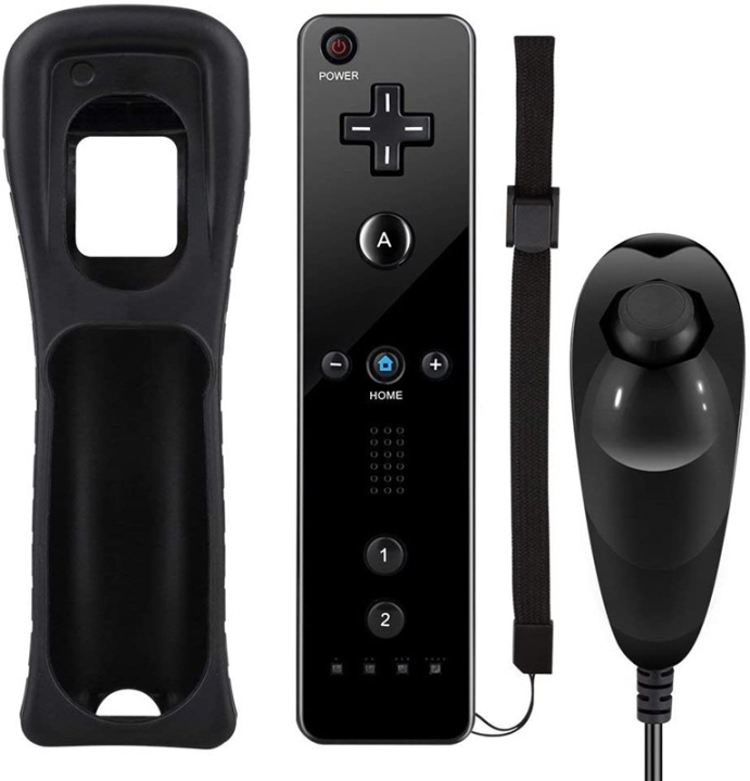 Remote Plus + Nunchuck till Wii-Wii U, Svart i gruppen Elektronikk / TV-spill & tilbehør / Nintendo Wii hos TP E-commerce Nordic AB (38-89553)