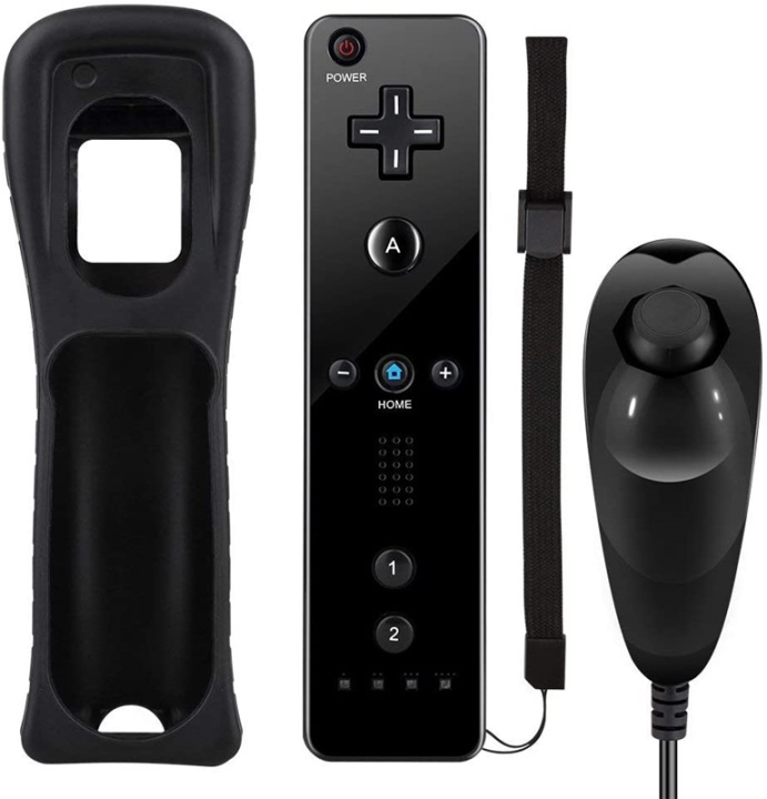 Remote Plus + Nunchuck for Wii Wii U, Svart i gruppen Elektronikk / TV-spill & tilbehør / Nintendo Wii hos TP E-commerce Nordic AB (38-89553)