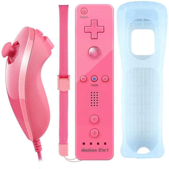 Remote Plus + Nunchuck kompatibel med Wii-Wii U, Rosa i gruppen Elektronikk / TV-spill & tilbehør / Nintendo Wii hos TP E-commerce Nordic AB (38-89556)