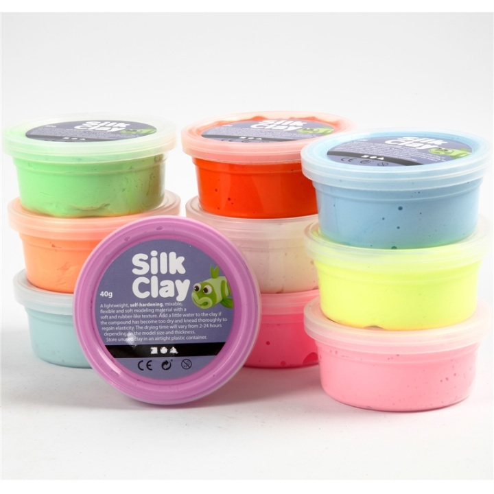 Silk Clay Mixed Colours Basic 2 10x40g i gruppen LEKER, BARN OG BABY / Leker / Lek leire, lek sand og tilbehør hos TP E-commerce Nordic AB (38-90236)