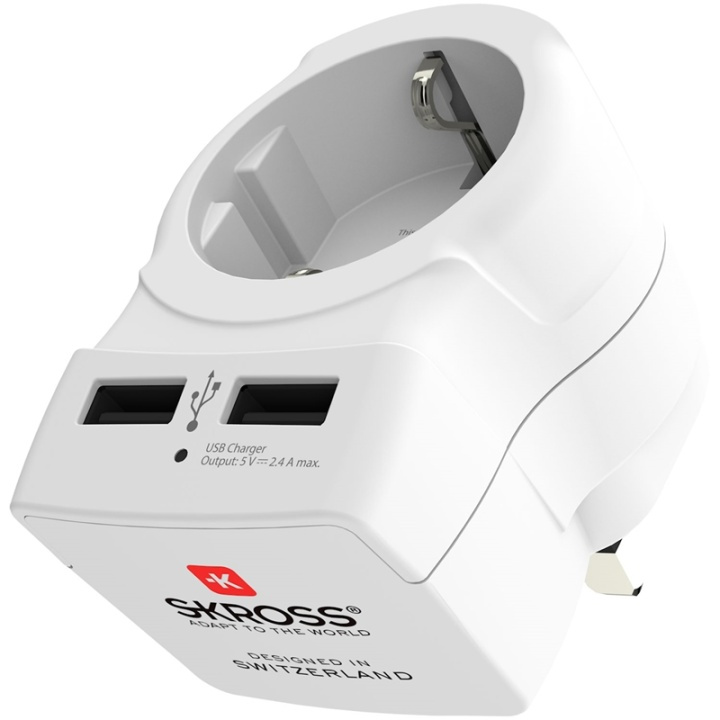 SKROSS El-Adapter USB Storbritannien i gruppen HJEM, HUS OG HAGE / El og belysning / Reiseadaptere hos TP E-commerce Nordic AB (38-90252)