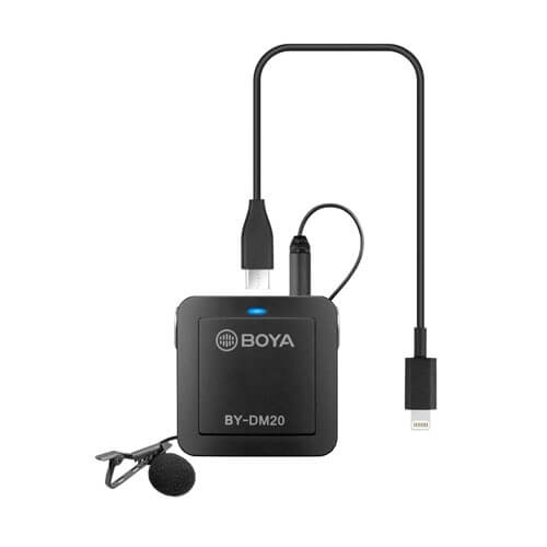 BOYA Mikrofon BY-DM20 Lavalier Dual 2-Kanal USB-C/Lightning 2m. i gruppen Elektronikk / Lyd & Bilde / Håndholdte mikrofoner hos TP E-commerce Nordic AB (38-90557)