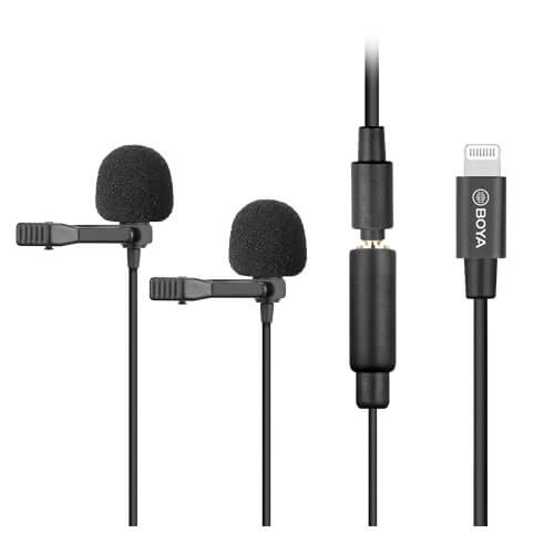 BOYA Mikrofon BY-M2D Lavalier Lightning Dual iOS 6m. i gruppen Elektronikk / Lyd & Bilde / Håndholdte mikrofoner hos TP E-commerce Nordic AB (38-90558)