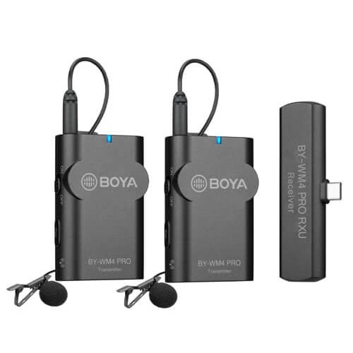 BOYA Mikrofon BY-WM4 Pro K6 Lavalier x2 Trådløs USB-C i gruppen Elektronikk / Lyd & Bilde / Håndholdte mikrofoner hos TP E-commerce Nordic AB (38-90561)