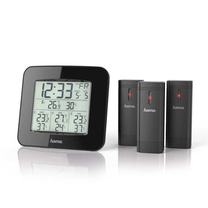 Hama Väderstation EWS-Trio 3x Sensor Svart i gruppen HJEM, HUS OG HAGE / Vifter og klimaprodukter / Termometre og værstasjoner hos TP E-commerce Nordic AB (38-90743)
