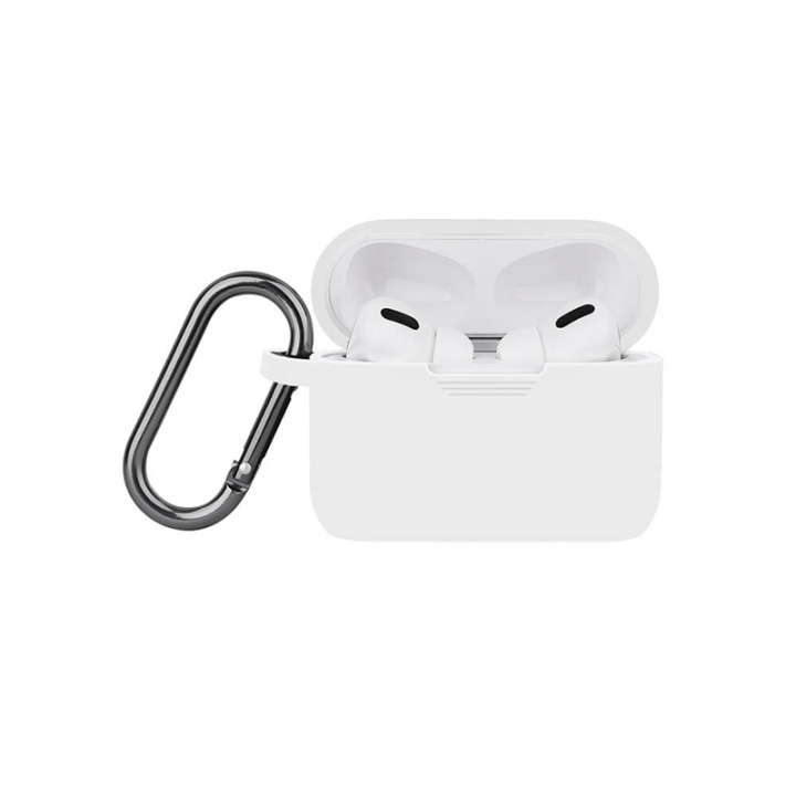 NORTH Airpods Pro Beskyttelsesveske Silikon Karabinkrok Hvit i gruppen Elektronikk / Lyd & Bilde / Hodetelefoner & Tilbehør / Tilbehør hos TP E-commerce Nordic AB (38-91014)