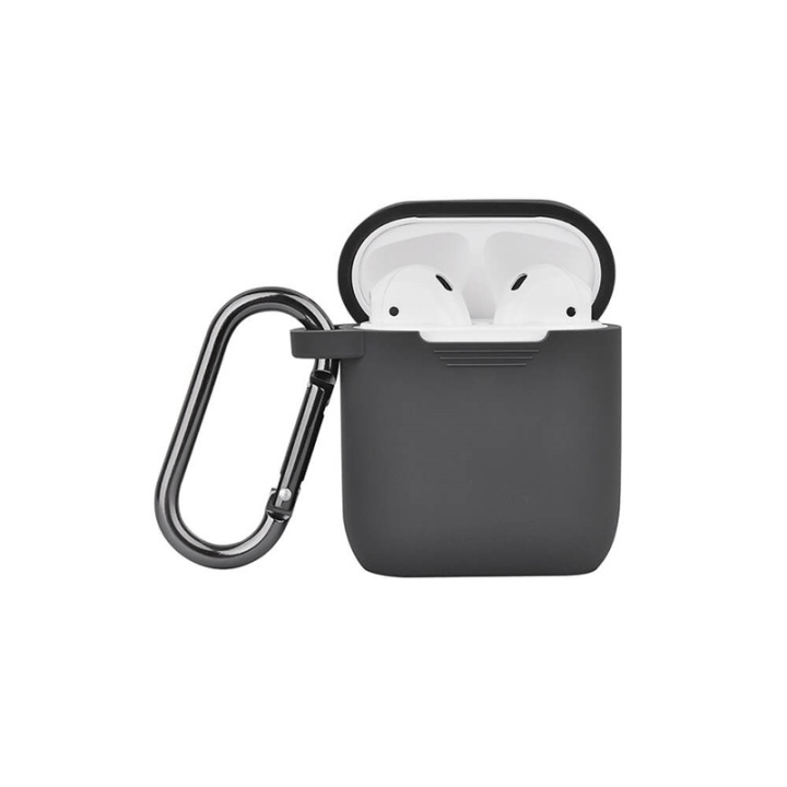 North Airpods Skyddsväska Silicone Karbinhängare Mörkgrå i gruppen Elektronikk / Lyd & Bilde / Hodetelefoner & Tilbehør / Tilbehør hos TP E-commerce Nordic AB (38-91015)