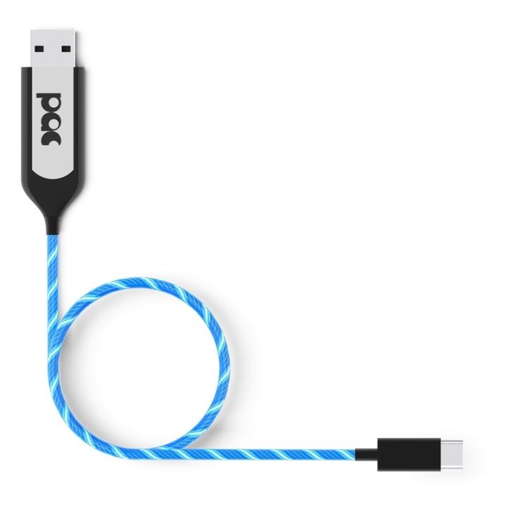 POWERAWARE PAC Ladekabel USB-C 1m Blå LED Belyst Kabel i gruppen Datautstyr / Kabler og adaptere / USB / USB-C hos TP E-commerce Nordic AB (38-91131)