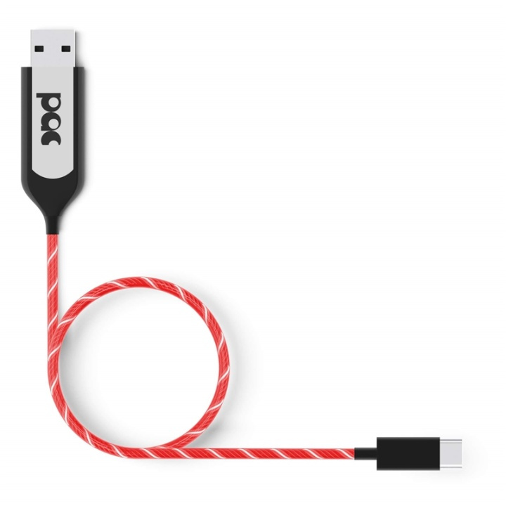 POWERAWARE PAC Ladekabel USB-C 1m Rød LED Belyst Kabel i gruppen Datautstyr / Kabler og adaptere / USB / USB-C hos TP E-commerce Nordic AB (38-91132)