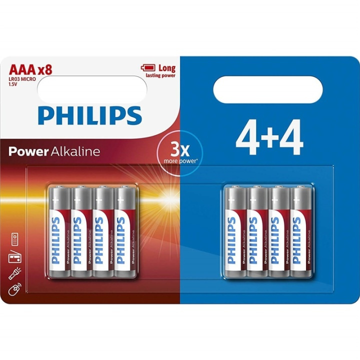 PHILIPS Batteri Alkaliske LR03/AAA 8-pack i gruppen Elektronikk / Batterier & Ladere / Batterier / AAA hos TP E-commerce Nordic AB (38-91143)