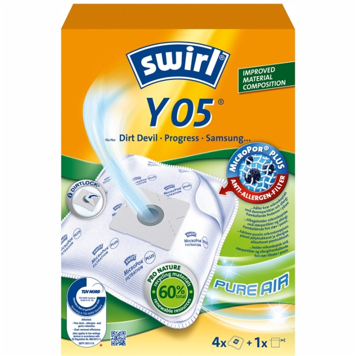 Swirl Støvsugerposer Y05 4ST (MERK 3ST DFP) i gruppen HJEM, HUS OG HAGE / Rengjøringsprodukter / Støvsugere og tilbehør / Tilbehør / Støvsugerposer hos TP E-commerce Nordic AB (38-91627)