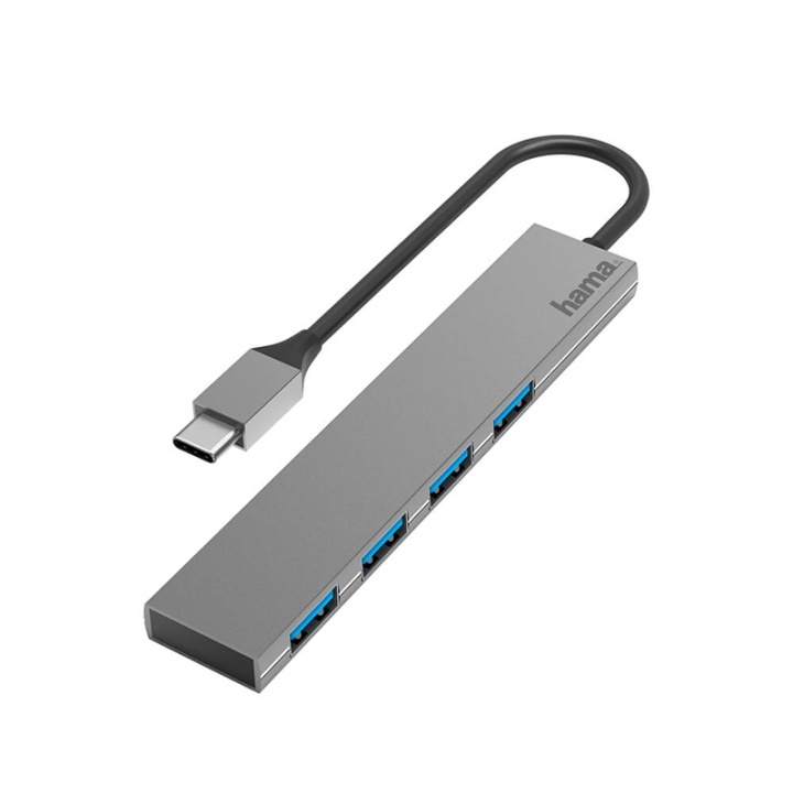 HAMA Hub USB-C 4x Porter 5 Gbit/s i gruppen Datautstyr / Datamaskin Tilbehør / USB-Hubs hos TP E-commerce Nordic AB (38-91869)