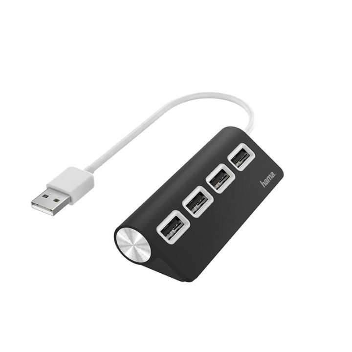 HAMA Hub USB-A 2.0 4x Porter 480 Mbit/s Svart i gruppen Datautstyr / Datamaskin Tilbehør / USB-Hubs hos TP E-commerce Nordic AB (38-91881)