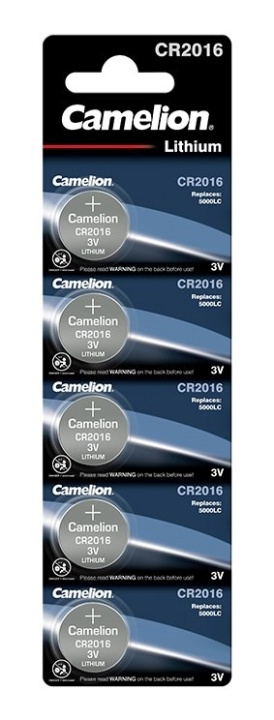 Camelion CR2016/3V, knappcellsbatteri, litium, 5-pack i gruppen Elektronikk / Batterier & Ladere / Batterier / knappcelle hos TP E-commerce Nordic AB (38-92006)