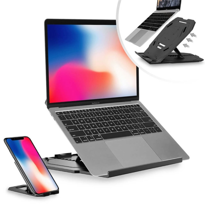 Desire2 2in1 Portabelt Laptopställ Svart 360 Roterbar inkl Mobilställ i gruppen HJEM, HUS OG HAGE / Kontorsmaterialer / Annet hos TP E-commerce Nordic AB (38-92367)