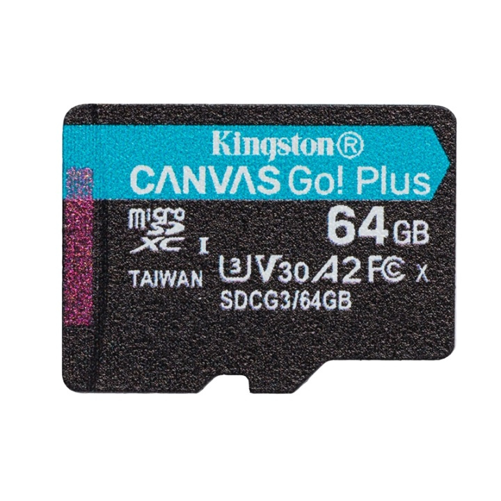 Kingston Canvas Go! Plus microSDXC, 64GB i gruppen Elektronikk / Lagringsmedia / Minnekort / MicroSD/HC/XC hos TP E-commerce Nordic AB (38-92717)