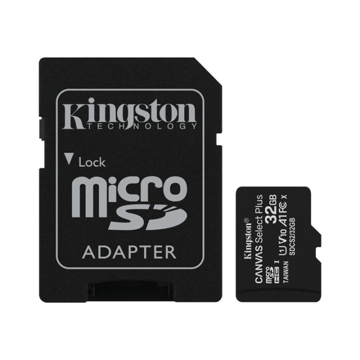 Kingston Canvas Select Plus microSDHC 32GB + Adapter i gruppen Elektronikk / Lagringsmedia / Minnekort / MicroSD/HC/XC hos TP E-commerce Nordic AB (38-92718)