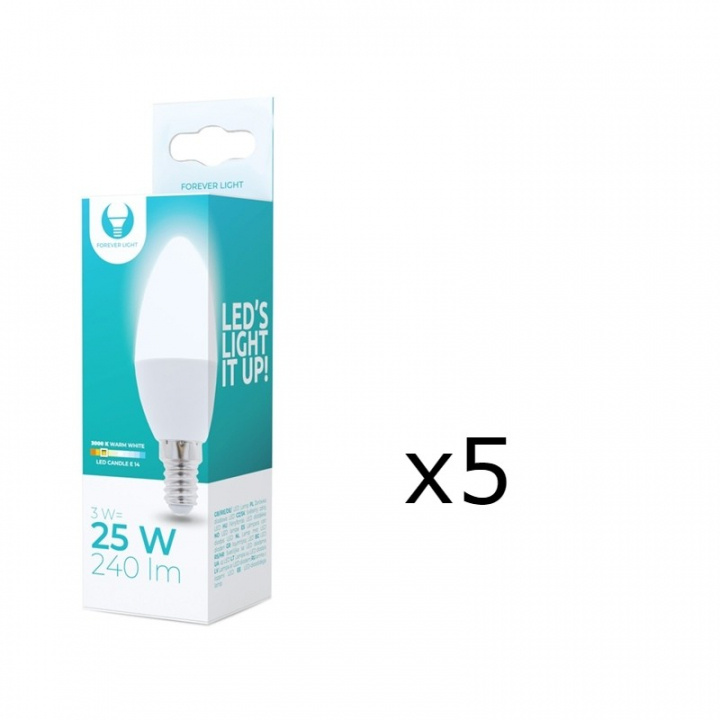 LED-Lampa E14, C37, 3W, 230V, 3000K 5-pack, Varmvitt i gruppen Elektronikk / Lys / LED-lys hos TP E-commerce Nordic AB (38-92746-PKT05)