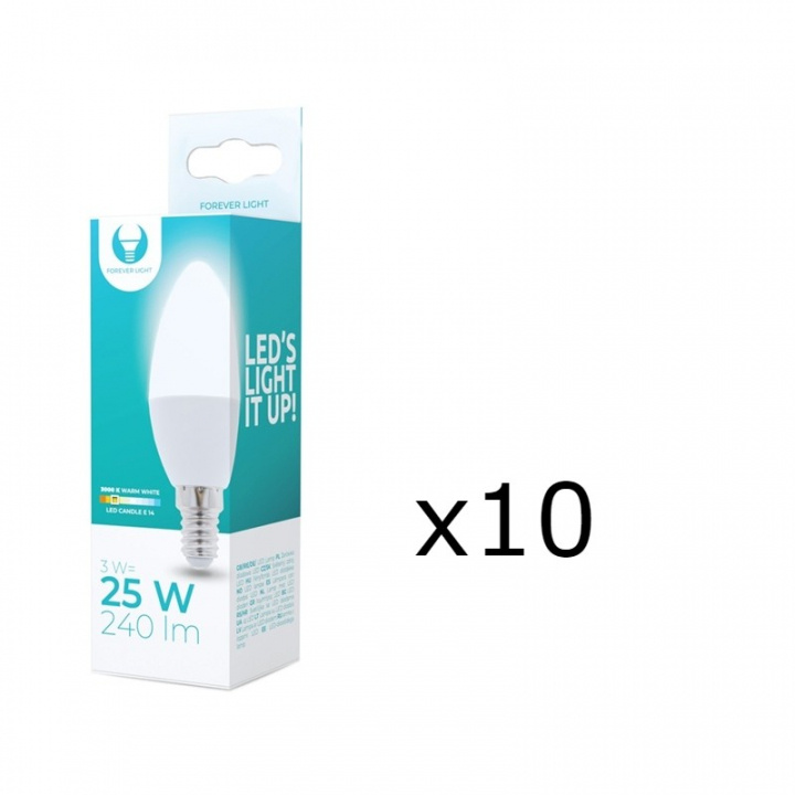 LED-Lampa E14, C37, 3W, 230V, 3000K 10-pack, Varmvitt i gruppen Elektronikk / Lys / LED-lys hos TP E-commerce Nordic AB (38-92746-PKT10)