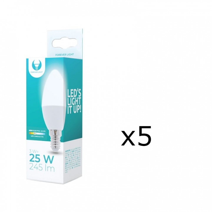 LED-Lampa E14, C37, 3W, 230V, 4500K 5-pack, Vit neutral i gruppen Elektronikk / Lys / LED-lys hos TP E-commerce Nordic AB (38-92747-PKT05)