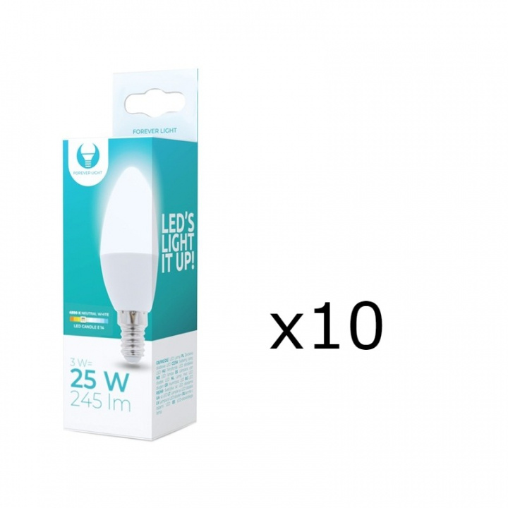 LED-lampe E14, C37, 3W, 230V, 4500K 10-pk, Hvit nøytral i gruppen Elektronikk / Lys / LED-lys hos TP E-commerce Nordic AB (38-92747-PKT10)