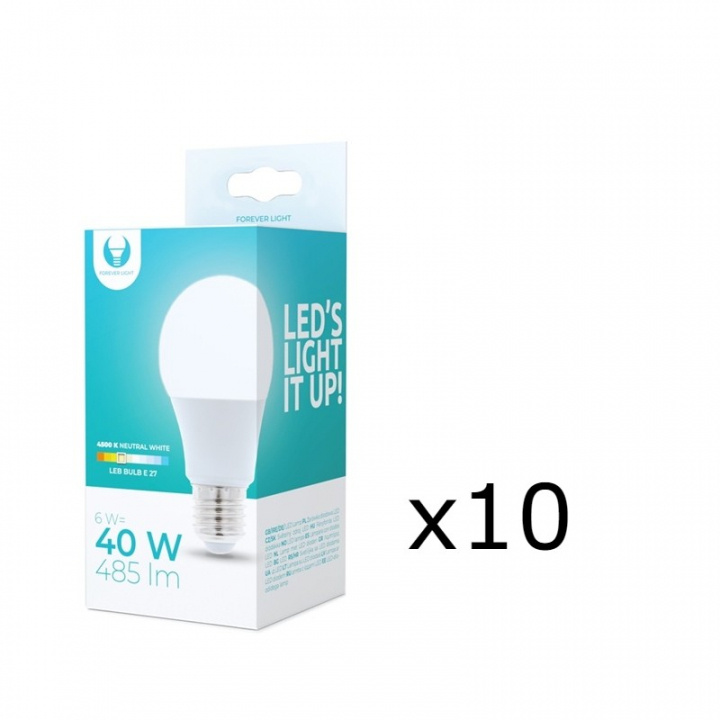 LED-lampe E27, 6W, 230V, 4500K 10-pk, Hvit nøytral i gruppen Elektronikk / Lys / LED-lys hos TP E-commerce Nordic AB (38-92749-PKT10)