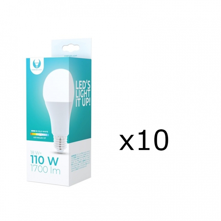 LED-lampa E27, A65, 18W, 230V, 6000K 10-pack, Kallvitt i gruppen Elektronikk / Lys / LED-lys hos TP E-commerce Nordic AB (38-92753-PKT10)