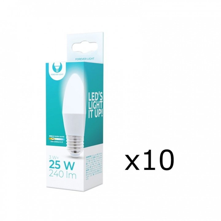 LED-lampe E27, 3W, 230V, 3000K, 10-pakning, Varm hvit i gruppen Elektronikk / Lys / LED-lys hos TP E-commerce Nordic AB (38-92754-PKT10)