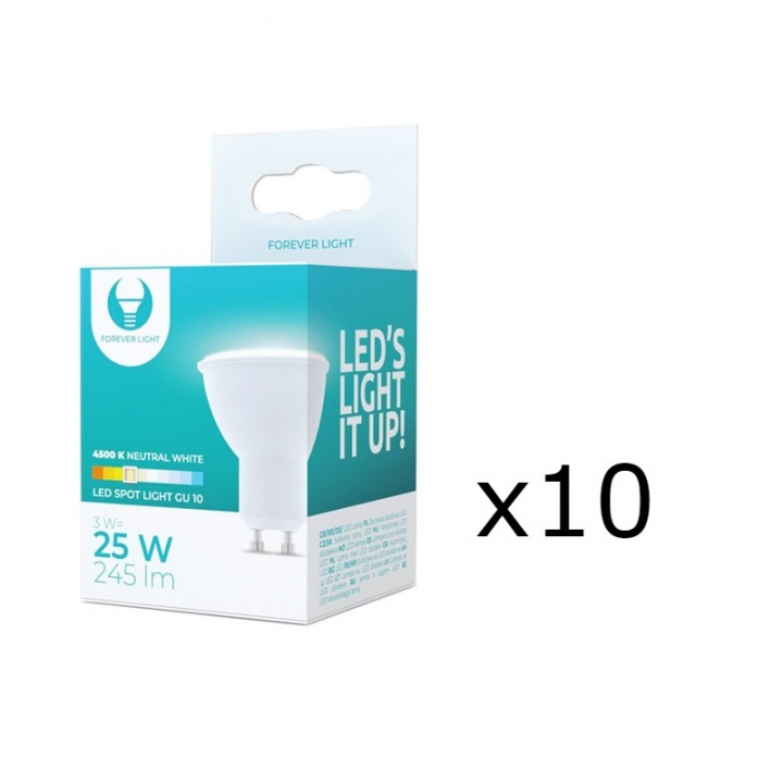 LED-lampe GU10, 3W, 230V, 4500K, 10-pk, Hvit nøytral i gruppen Elektronikk / Lys / LED-lys hos TP E-commerce Nordic AB (38-92757-PKT10)