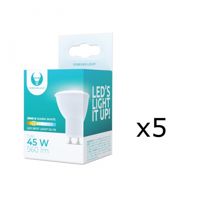 LED-lampe GU10, 7W, 230V, 3000K, 5-pakning, Varm hvit i gruppen Elektronikk / Lys / LED-lys hos TP E-commerce Nordic AB (38-92759-PKT05)