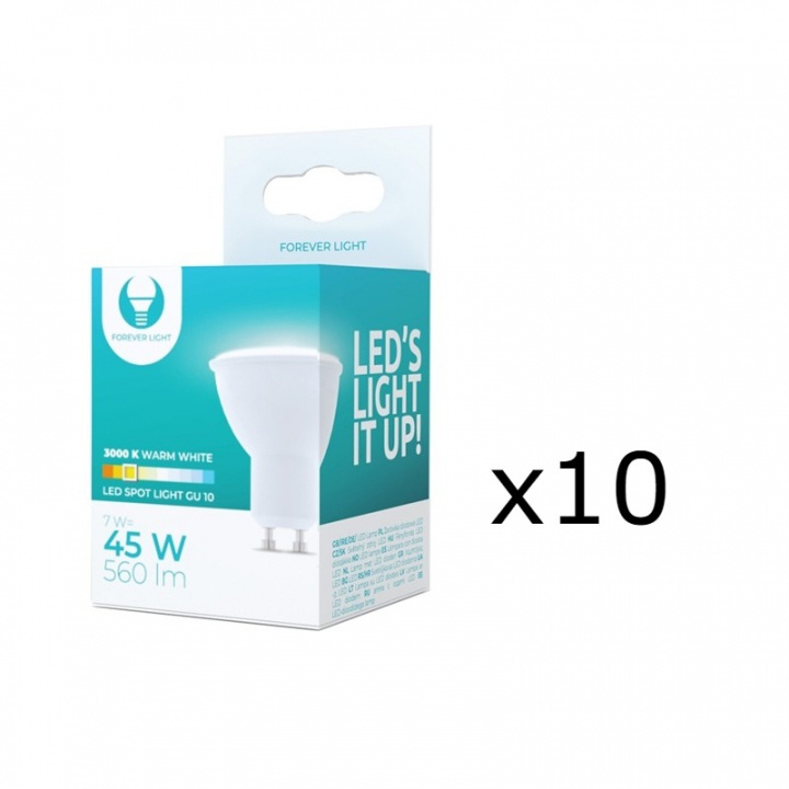 LED-Lampa GU10, 7W, 230V, 3000K, 10-pack, Varmvitt i gruppen Elektronikk / Lys / LED-lys hos TP E-commerce Nordic AB (38-92759-PKT10)