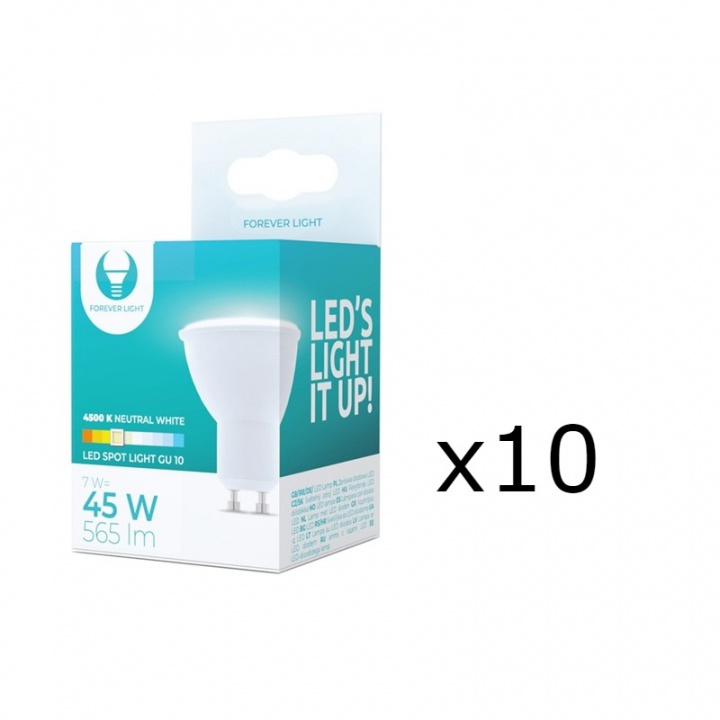 LED-lampe GU10, 7W, 230V, 4500K, 10-pk, Hvit nøytral i gruppen Elektronikk / Lys / LED-lys hos TP E-commerce Nordic AB (38-92760-PKT10)