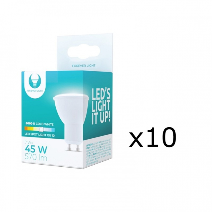 LED-lampe GU10, 7W, 230V, 6000K, 10-pakning, Kjølig hvit i gruppen Elektronikk / Lys / LED-lys hos TP E-commerce Nordic AB (38-92761-PKT10)