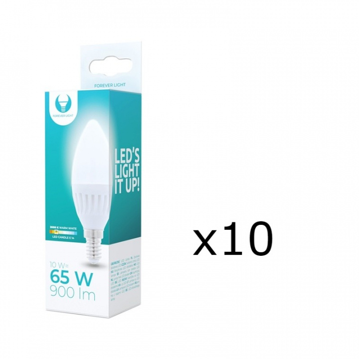 LED-lampe E14, C37, 10W, 230V, 3000K, Keramikk 10-pk, Varm hvit i gruppen Elektronikk / Lys / LED-lys hos TP E-commerce Nordic AB (38-92762-PKT10)