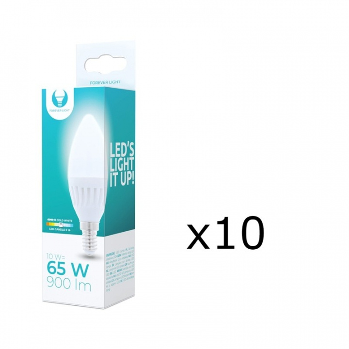 LED-lampe E14, C37, 10W, 230V, 6000K, Keramikk, 10-pakning, Kjølig hvit i gruppen Elektronikk / Lys / LED-lys hos TP E-commerce Nordic AB (38-92764-PKT10)