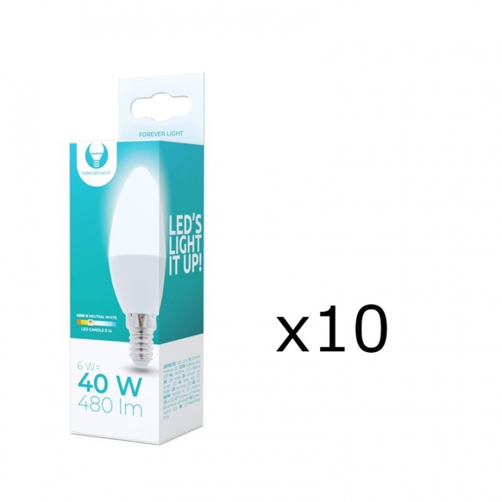 LED-lampe E14, C37, 6W, 230V, 4500K 10-pk, Hvit nøytral i gruppen Elektronikk / Lys / LED-lys hos TP E-commerce Nordic AB (38-92766-PKT10)
