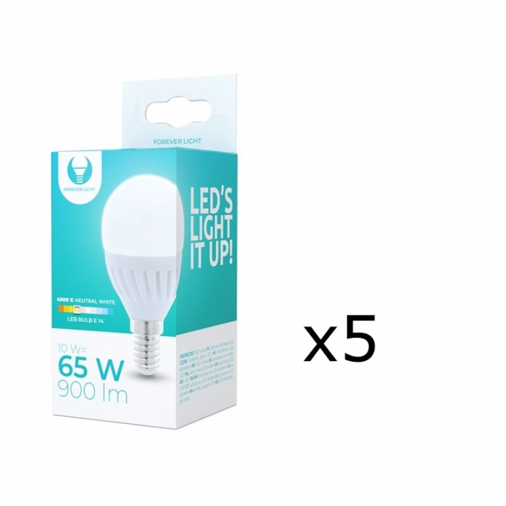 LED-Lampa E14, G45, 10W, 230V, 4500K, Keramisk, 5-pack, Vit neutral i gruppen Elektronikk / Lys / LED-lys hos TP E-commerce Nordic AB (38-92768-PKT05)