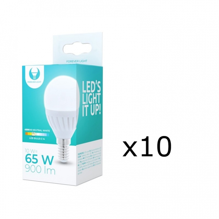 LED-Lampa E14, G45, 10W, 230V, 4500K, Keramisk, 10-pack, Vit neutral i gruppen Elektronikk / Lys / LED-lys hos TP E-commerce Nordic AB (38-92768-PKT10)