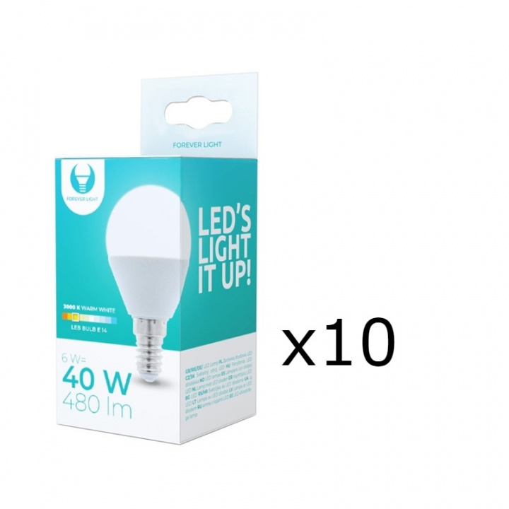 LED-lampe E14, G45, 6W, 3000K, 10-pakning, varmhvit i gruppen Elektronikk / Lys / LED-lys hos TP E-commerce Nordic AB (38-92771-PKT10)