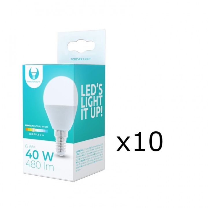 LED-Lampa E14, G45, 6W, 4500K 10-pack, Vit neutral i gruppen Elektronikk / Lys / LED-lys hos TP E-commerce Nordic AB (38-92772-PKT10)