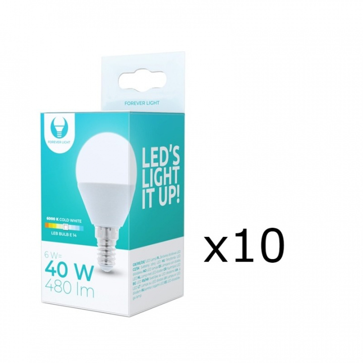 LED-lampe E14, G45, 6W, 6000K, 10-pakning, kjølig hvit i gruppen Elektronikk / Lys / LED-lys hos TP E-commerce Nordic AB (38-92773-PKT10)