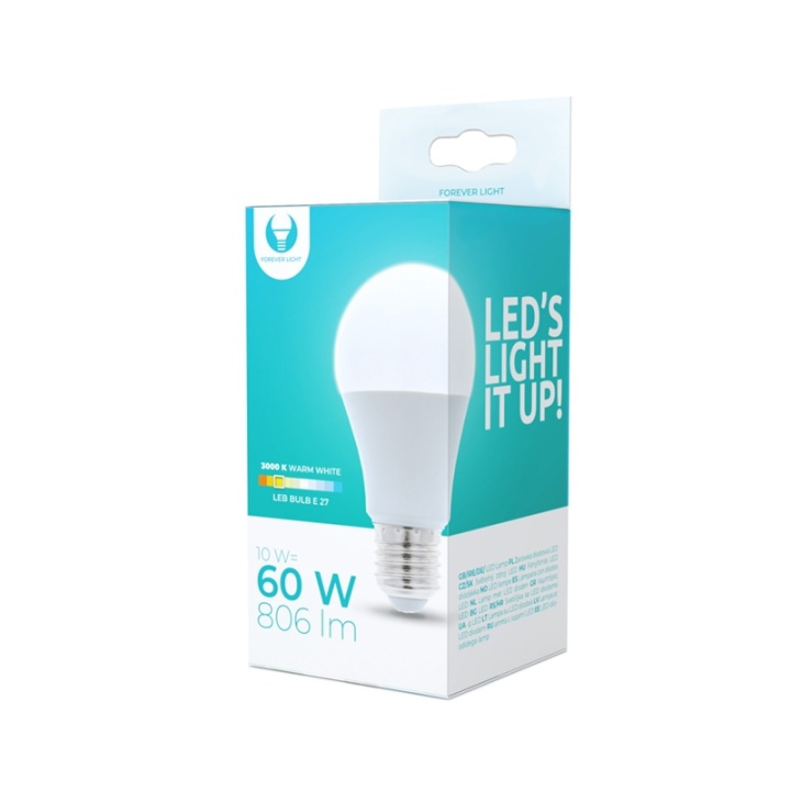 LED-lampe E27, A60, 10W, 230V, 3000K, varmhvit i gruppen Elektronikk / Lys / LED-lys hos TP E-commerce Nordic AB (38-92774)