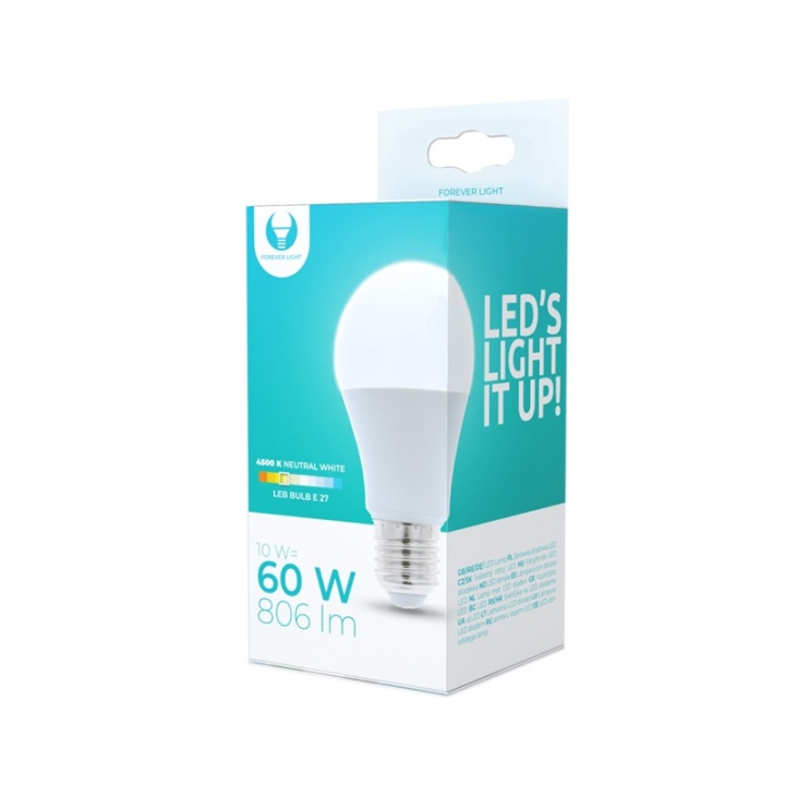 LED-Lampa E27, A60, 10W, 230V, 4500K, Vit neutral i gruppen Elektronikk / Lys / LED-lys hos TP E-commerce Nordic AB (38-92775)