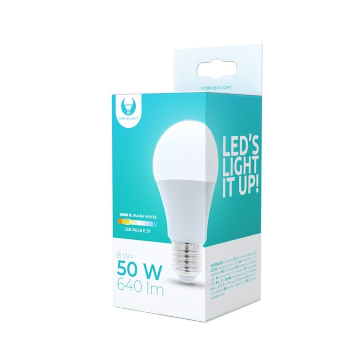 LED-lampe E27, A60, 8W, 3000K, varmhvit i gruppen Elektronikk / Lys / LED-lys hos TP E-commerce Nordic AB (38-92777)
