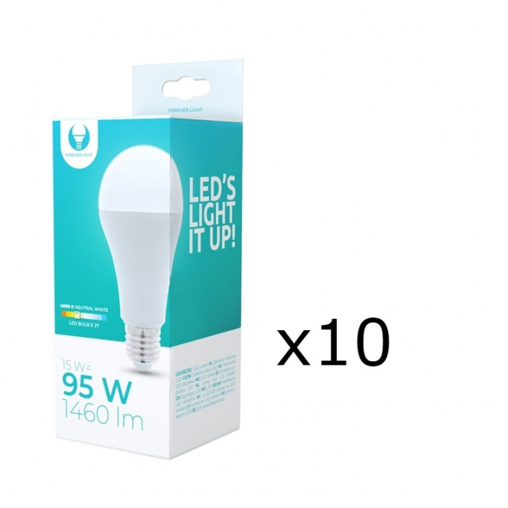 LED-lampe E27, A65, 15W, 230V, 4500K 10-pk, Hvit nøytral i gruppen Elektronikk / Lys / LED-lys hos TP E-commerce Nordic AB (38-92779-PKT10)