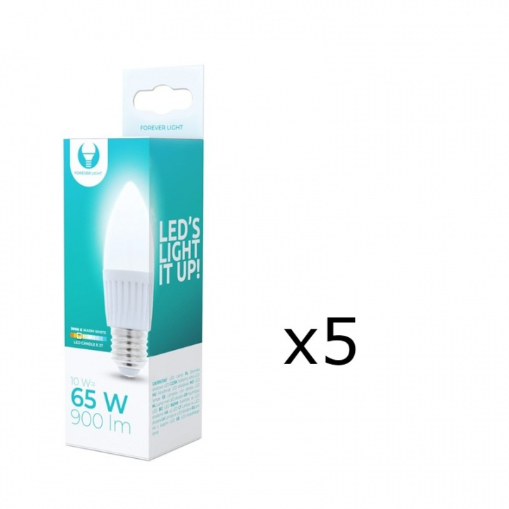LED-lampe E27, C37, 10W, 230V, 3000K, keramisk 5-pakning, varmhvit i gruppen Elektronikk / Lys / LED-lys hos TP E-commerce Nordic AB (38-92780-PKT05)