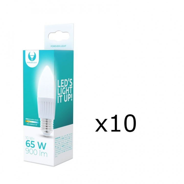 LED-lampe E27, C37, 10W, 230V, 3000K, Keramikk 10-pk, Varm hvit i gruppen Elektronikk / Lys / LED-lys hos TP E-commerce Nordic AB (38-92780-PKT10)