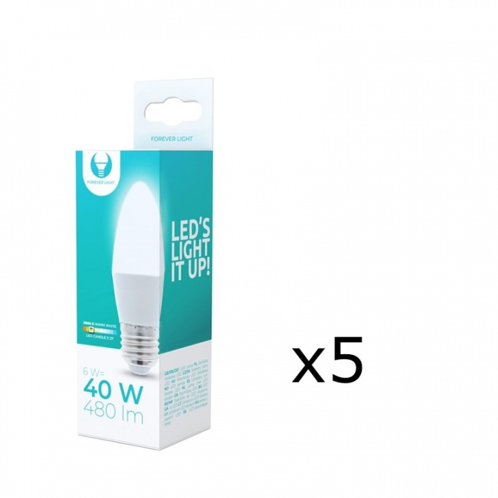 LED-lampe E27, 6W, 3000K 5-pakning, varm hvit i gruppen Elektronikk / Lys / LED-lys hos TP E-commerce Nordic AB (38-92783-PKT05)